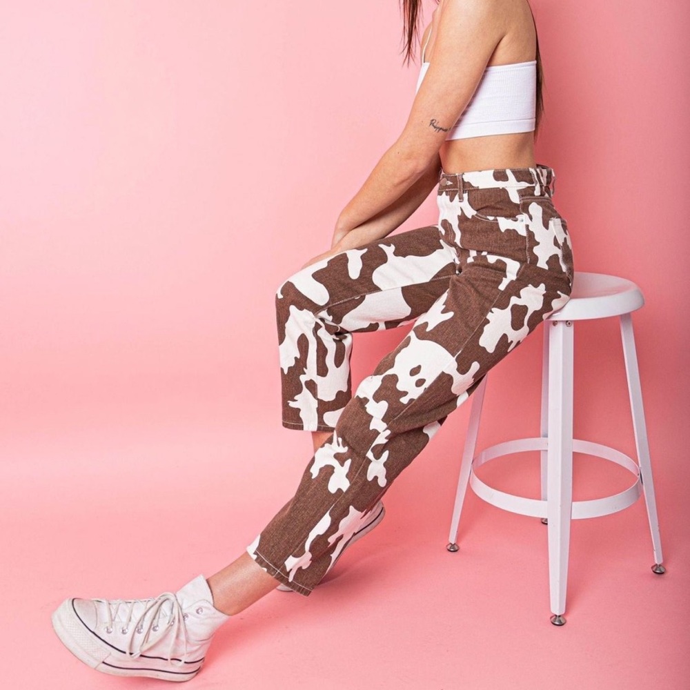 Cow print pants